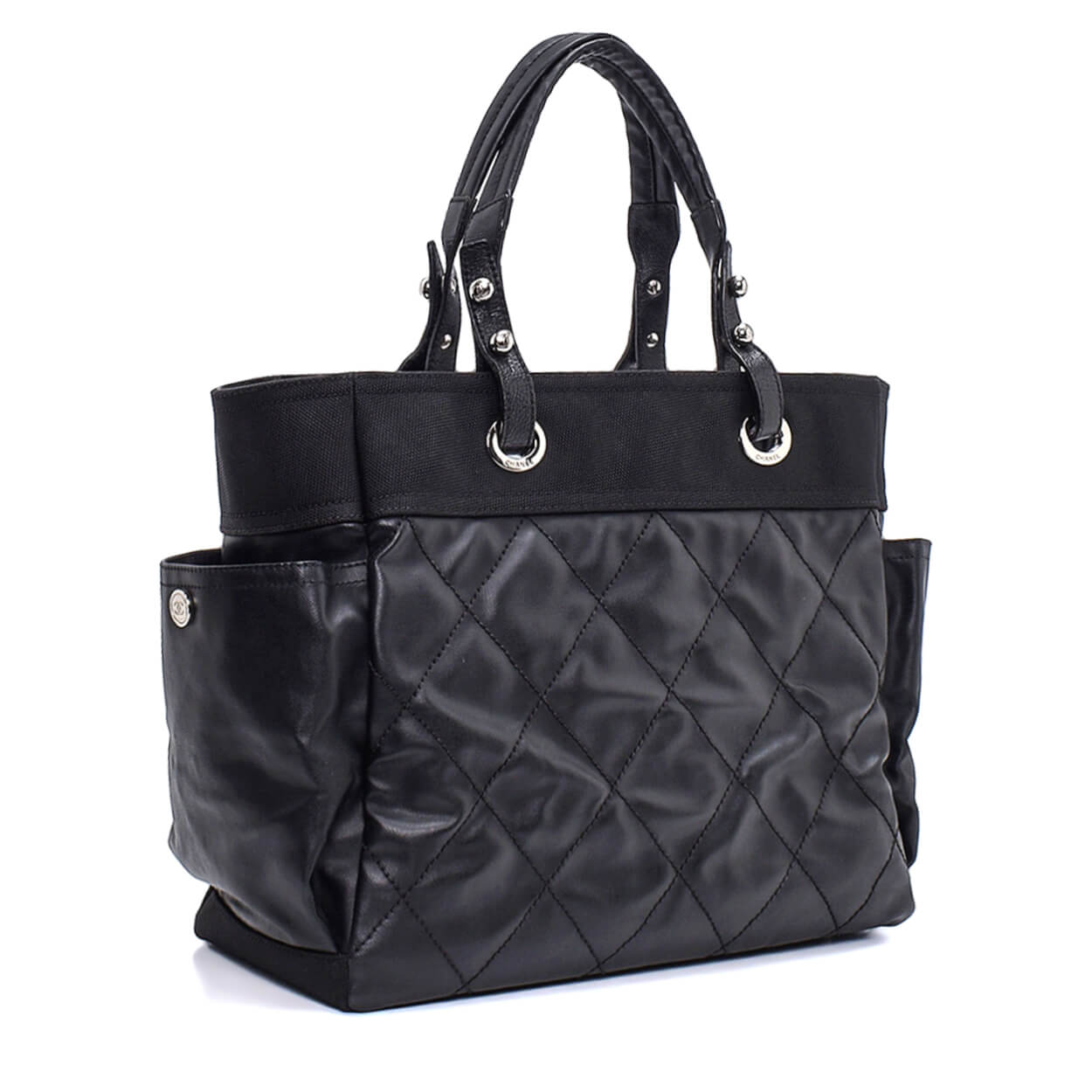 Chanel - Black Quilted Coated Canvas Paris Biarritz Bag